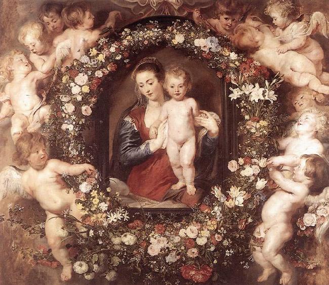 RUBENS, Pieter Pauwel Madonna in Floral Wreath China oil painting art